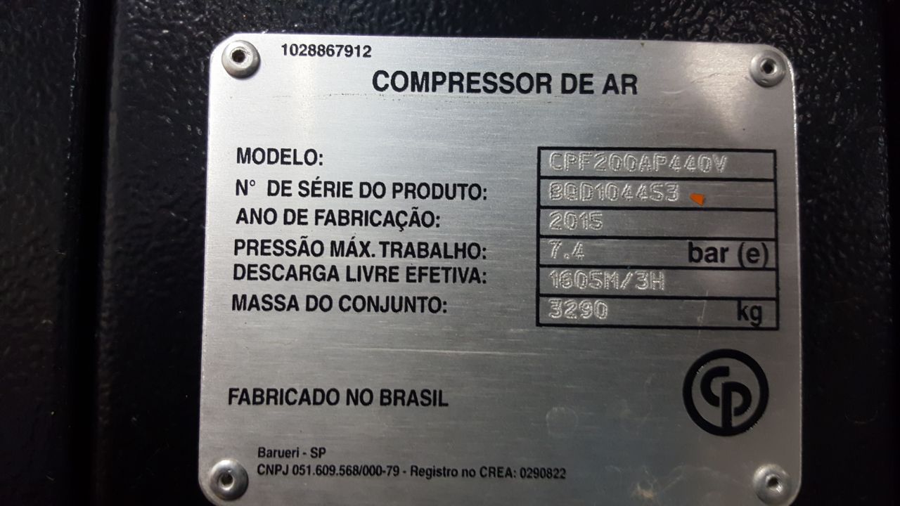 Kit Compressor de Ar Parafuso Chicago CPF200